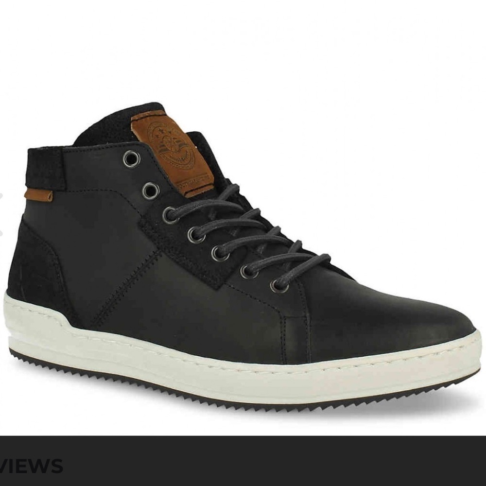 Hayden black‎ leather lace up high top sneakers men’s Sz 10